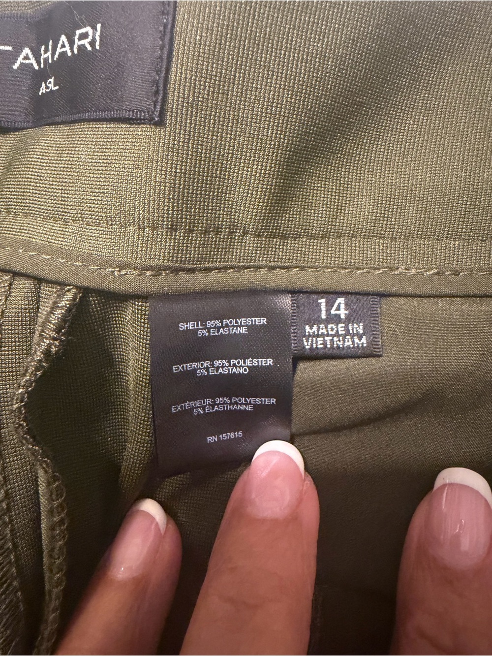 Women Tahari ASL Olive green pant suit 14/16 - Picture 6 of 8